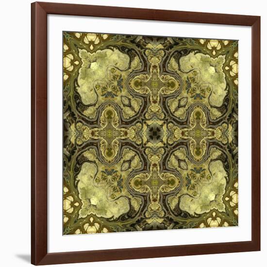 Art Nouveau Geometric Ornamental Vintage Pattern in Green Colors-Irina QQQ-Framed Art Print