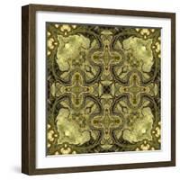 Art Nouveau Geometric Ornamental Vintage Pattern in Green Colors-Irina QQQ-Framed Art Print