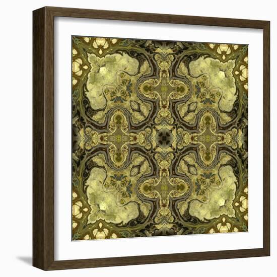 Art Nouveau Geometric Ornamental Vintage Pattern in Green Colors-Irina QQQ-Framed Art Print