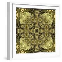 Art Nouveau Geometric Ornamental Vintage Pattern in Green Colors-Irina QQQ-Framed Art Print