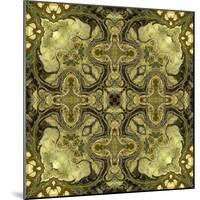 Art Nouveau Geometric Ornamental Vintage Pattern in Green Colors-Irina QQQ-Mounted Art Print