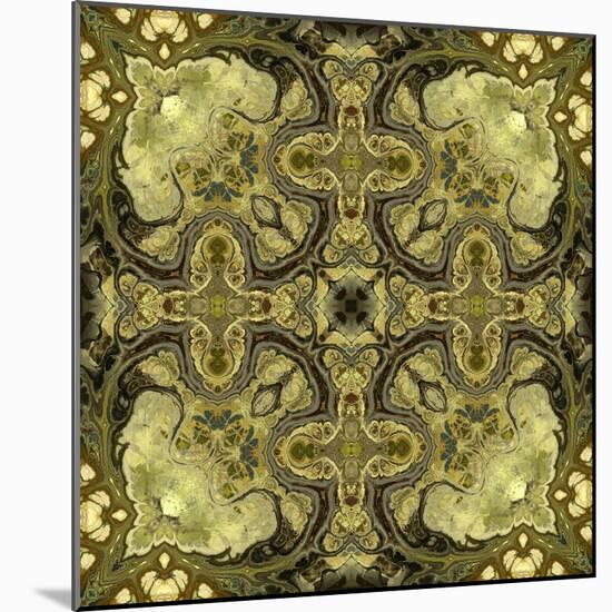 Art Nouveau Geometric Ornamental Vintage Pattern in Green Colors-Irina QQQ-Mounted Art Print