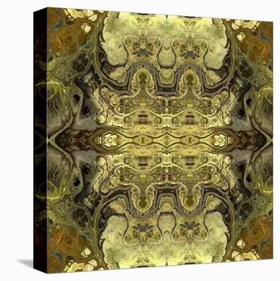 Art Nouveau Geometric Ornamental Vintage Pattern in Green Colors-Irina QQQ-Stretched Canvas