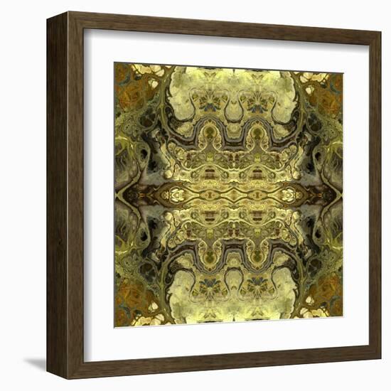 Art Nouveau Geometric Ornamental Vintage Pattern in Green Colors-Irina QQQ-Framed Art Print