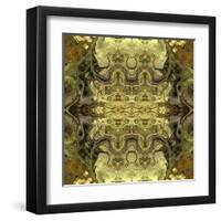 Art Nouveau Geometric Ornamental Vintage Pattern in Green Colors-Irina QQQ-Framed Art Print