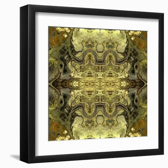 Art Nouveau Geometric Ornamental Vintage Pattern in Green Colors-Irina QQQ-Framed Art Print