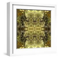 Art Nouveau Geometric Ornamental Vintage Pattern in Green Colors-Irina QQQ-Framed Art Print