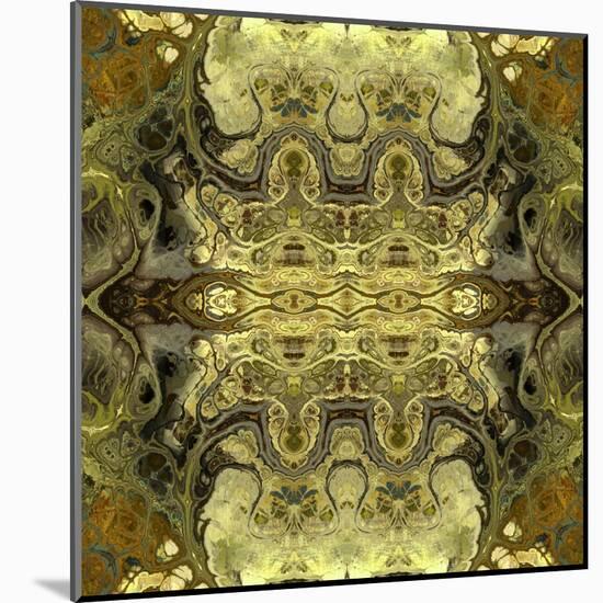 Art Nouveau Geometric Ornamental Vintage Pattern in Green Colors-Irina QQQ-Mounted Art Print