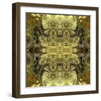 Art Nouveau Geometric Ornamental Vintage Pattern in Green Colors-Irina QQQ-Framed Art Print