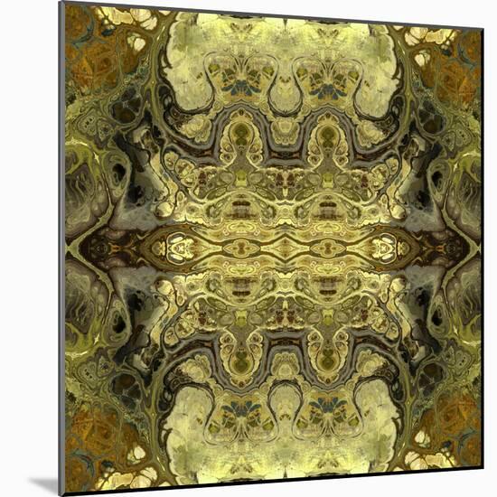 Art Nouveau Geometric Ornamental Vintage Pattern in Green Colors-Irina QQQ-Mounted Art Print