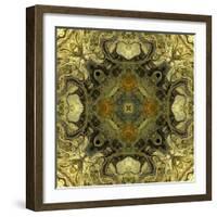 Art Nouveau Geometric Ornamental Vintage Pattern in Green Colors-Irina QQQ-Framed Art Print