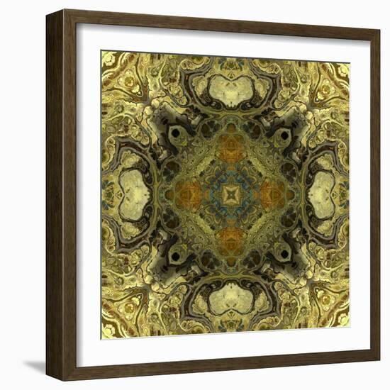 Art Nouveau Geometric Ornamental Vintage Pattern in Green Colors-Irina QQQ-Framed Art Print