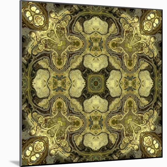 Art Nouveau Geometric Ornamental Vintage Pattern in Green Colors-Irina QQQ-Mounted Art Print