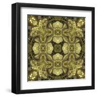 Art Nouveau Geometric Ornamental Vintage Pattern in Green Colors-Irina QQQ-Framed Art Print