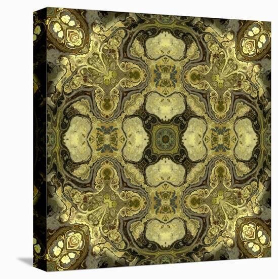 Art Nouveau Geometric Ornamental Vintage Pattern in Green Colors-Irina QQQ-Stretched Canvas