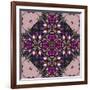 Art Nouveau Geometric Ornamental Vintage Pattern in Lilac, Violet and Blue Colors-Irina QQQ-Framed Art Print