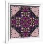 Art Nouveau Geometric Ornamental Vintage Pattern in Lilac, Violet and Blue Colors-Irina QQQ-Framed Art Print