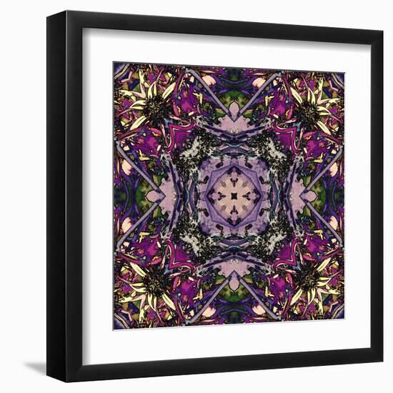 Art Nouveau Geometric Ornamental Vintage Pattern in Lilac, Violet and Blue Colors-Irina QQQ-Framed Art Print