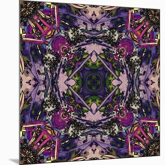 Art Nouveau Geometric Ornamental Vintage Pattern in Lilac, Violet and Blue Colors-Irina QQQ-Mounted Art Print