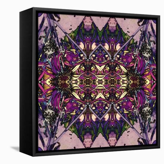 Art Nouveau Geometric Ornamental Vintage Pattern in Lilac, Violet and Blue Colors-Irina QQQ-Framed Stretched Canvas