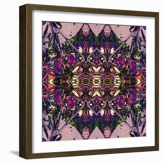 Art Nouveau Geometric Ornamental Vintage Pattern in Lilac, Violet and Blue Colors-Irina QQQ-Framed Art Print