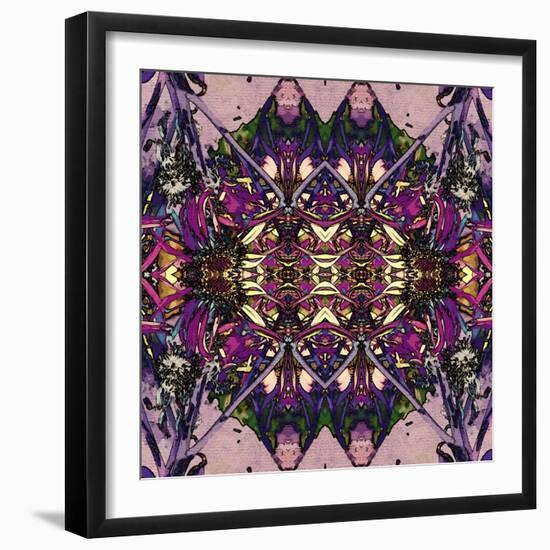 Art Nouveau Geometric Ornamental Vintage Pattern in Lilac, Violet and Blue Colors-Irina QQQ-Framed Art Print