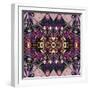 Art Nouveau Geometric Ornamental Vintage Pattern in Lilac, Violet and Blue Colors-Irina QQQ-Framed Art Print