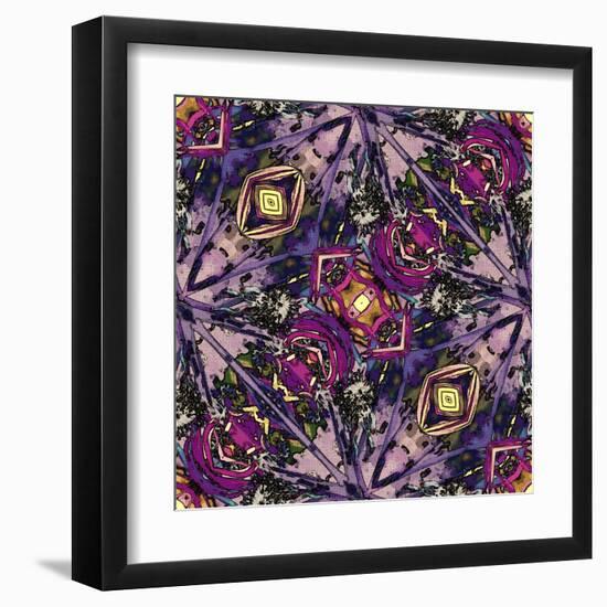 Art Nouveau Geometric Ornamental Vintage Pattern in Lilac, Violet and Blue Colors-Irina QQQ-Framed Art Print