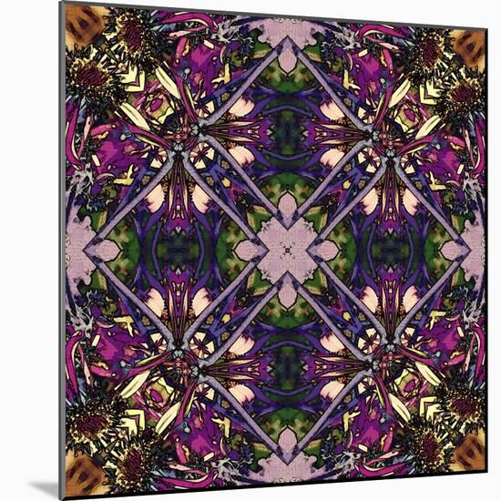 Art Nouveau Geometric Ornamental Vintage Pattern in Lilac, Violet and Blue Colors-Irina QQQ-Mounted Art Print