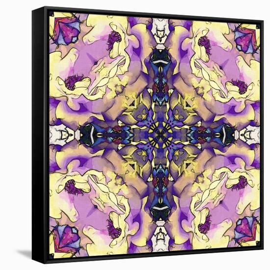 Art Nouveau Geometric Ornamental Vintage Pattern in Lilac, Violet, Black, White and Yellow Colors-Irina QQQ-Framed Stretched Canvas