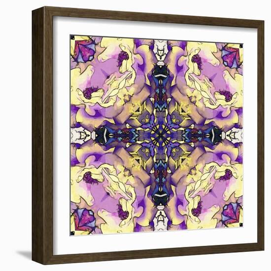 Art Nouveau Geometric Ornamental Vintage Pattern in Lilac, Violet, Black, White and Yellow Colors-Irina QQQ-Framed Art Print