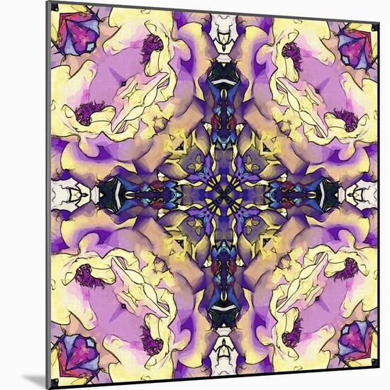 Art Nouveau Geometric Ornamental Vintage Pattern in Lilac, Violet, Black, White and Yellow Colors-Irina QQQ-Mounted Art Print