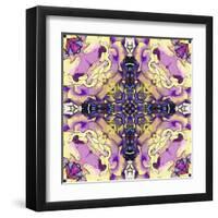 Art Nouveau Geometric Ornamental Vintage Pattern in Lilac, Violet, Black, White and Yellow Colors-Irina QQQ-Framed Art Print