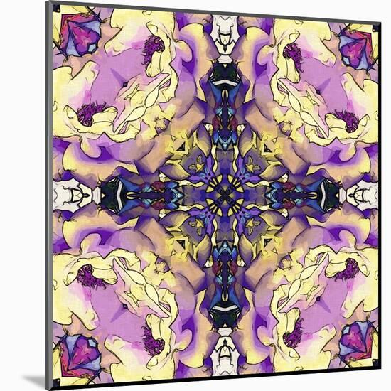 Art Nouveau Geometric Ornamental Vintage Pattern in Lilac, Violet, Black, White and Yellow Colors-Irina QQQ-Mounted Art Print