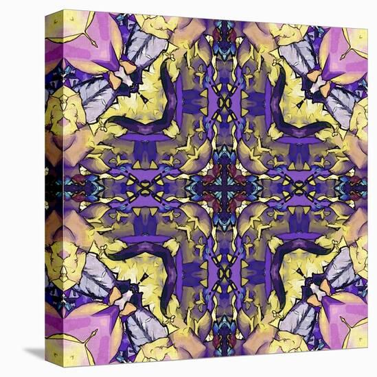 Art Nouveau Geometric Ornamental Vintage Pattern in Lilac, Violet, Black, White and Yellow Colors-Irina QQQ-Stretched Canvas