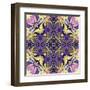 Art Nouveau Geometric Ornamental Vintage Pattern in Lilac, Violet, Black, White and Yellow Colors-Irina QQQ-Framed Art Print