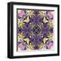 Art Nouveau Geometric Ornamental Vintage Pattern in Lilac, Violet, Black, White and Yellow Colors-Irina QQQ-Framed Art Print