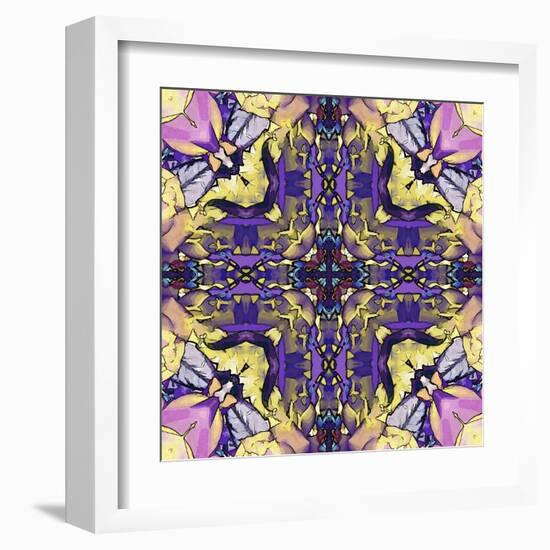 Art Nouveau Geometric Ornamental Vintage Pattern in Lilac, Violet, Black, White and Yellow Colors-Irina QQQ-Framed Art Print