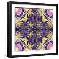 Art Nouveau Geometric Ornamental Vintage Pattern in Lilac, Violet, Black, White and Yellow Colors-Irina QQQ-Framed Art Print