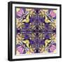 Art Nouveau Geometric Ornamental Vintage Pattern in Lilac, Violet, Black, White and Yellow Colors-Irina QQQ-Framed Art Print