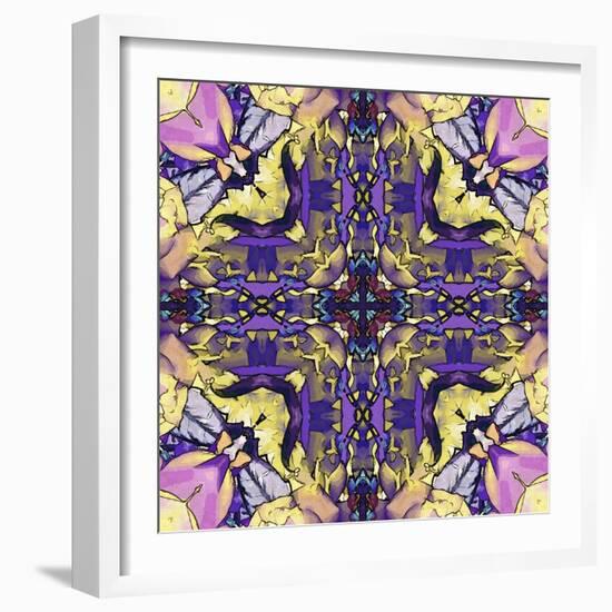 Art Nouveau Geometric Ornamental Vintage Pattern in Lilac, Violet, Black, White and Yellow Colors-Irina QQQ-Framed Art Print