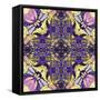 Art Nouveau Geometric Ornamental Vintage Pattern in Lilac, Violet, Black, White and Yellow Colors-Irina QQQ-Framed Stretched Canvas