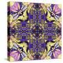 Art Nouveau Geometric Ornamental Vintage Pattern in Lilac, Violet, Black, White and Yellow Colors-Irina QQQ-Stretched Canvas