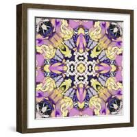 Art Nouveau Geometric Ornamental Vintage Pattern in Lilac, Violet, Black, White and Yellow Colors-Irina QQQ-Framed Art Print