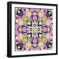 Art Nouveau Geometric Ornamental Vintage Pattern in Lilac, Violet, Black, White and Yellow Colors-Irina QQQ-Framed Art Print