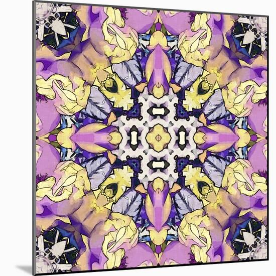 Art Nouveau Geometric Ornamental Vintage Pattern in Lilac, Violet, Black, White and Yellow Colors-Irina QQQ-Mounted Art Print