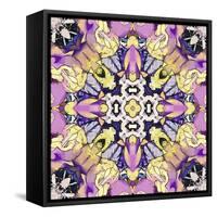 Art Nouveau Geometric Ornamental Vintage Pattern in Lilac, Violet, Black, White and Yellow Colors-Irina QQQ-Framed Stretched Canvas