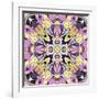 Art Nouveau Geometric Ornamental Vintage Pattern in Lilac, Violet, Black, White and Yellow Colors-Irina QQQ-Framed Art Print