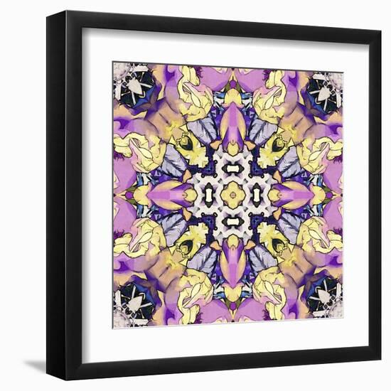 Art Nouveau Geometric Ornamental Vintage Pattern in Lilac, Violet, Black, White and Yellow Colors-Irina QQQ-Framed Art Print
