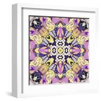 Art Nouveau Geometric Ornamental Vintage Pattern in Lilac, Violet, Black, White and Yellow Colors-Irina QQQ-Framed Art Print